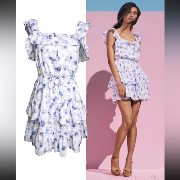 Love Shack Fancy Dresses & Skirts - LoveShackFancy White Floral Ruffled Mini Dress